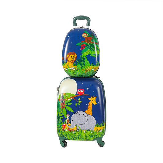Bopeep 16''13'' 2Pcs Kids Luggage Backpack Set Jungle