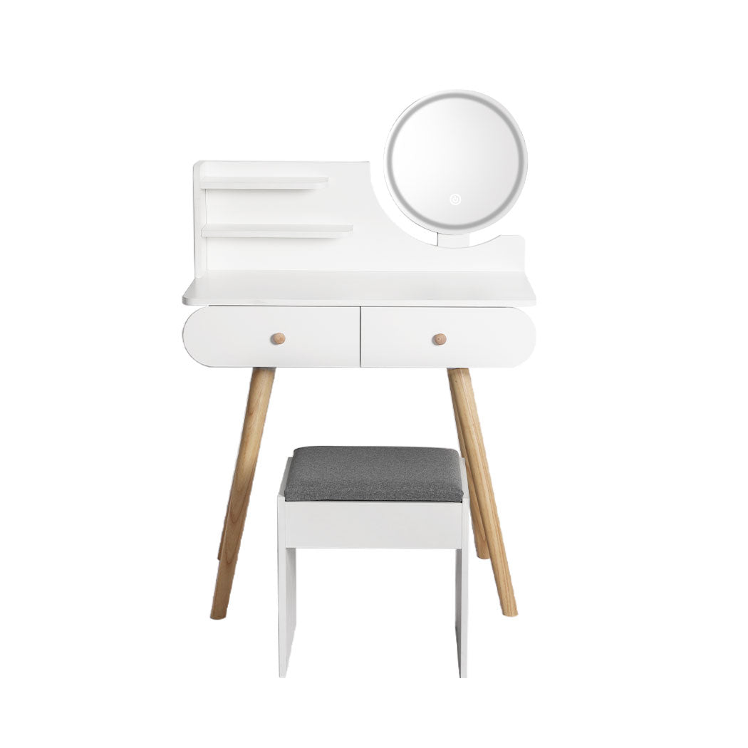 Dressing Table Stool With Led Mirror Modern Vanity Set For Bedroom Or Makeup Area