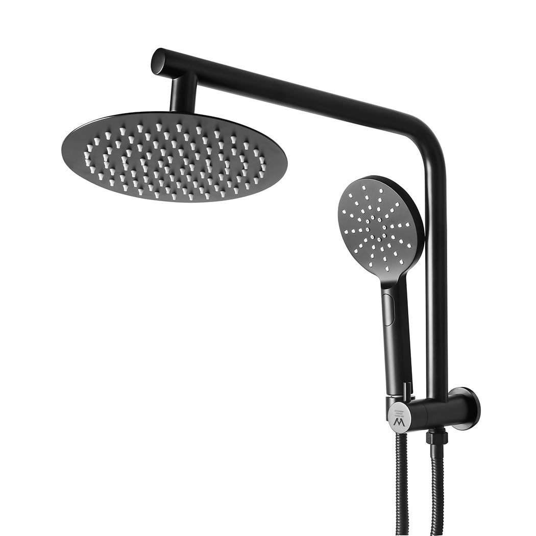 Shower Head High Pressure Set Rain Round Black