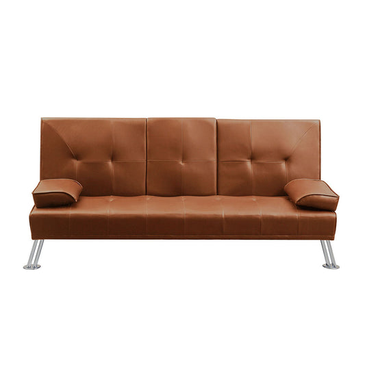 3 Seater Sofa Bed Adjustable Recliner Brown