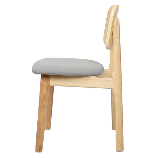 Set Of 2 Armless Dining Chairs With Wood And Rattan Natural For Modern Spaces
