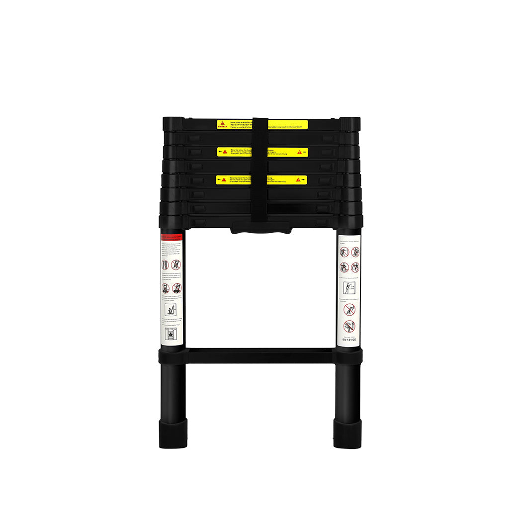 Traderight Multipurpose Aluminium Ladder Telescopic 2.6M Black Meter