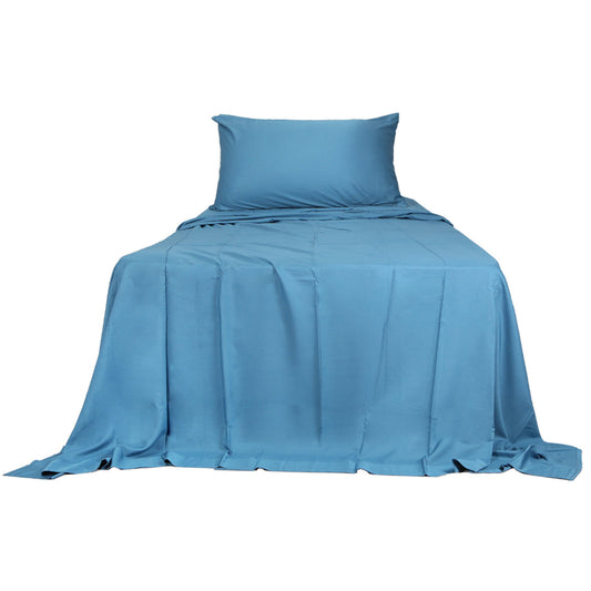 Dreamz 3 Piece Single Size 100% Bamboo Bed Sheet Set Blue