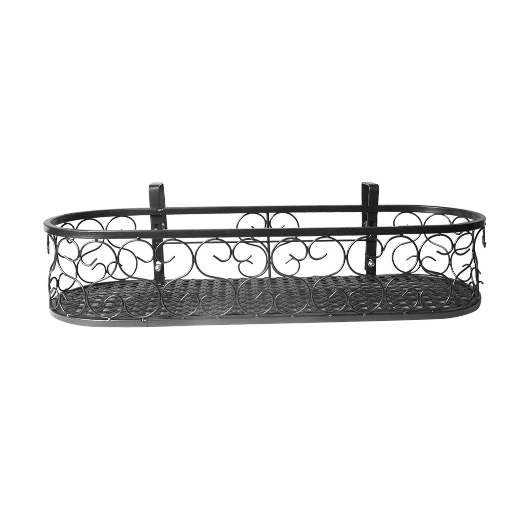 60Cm X 20Cm 12Cm Plant Stand Outdoor Indoor Home Black Oval