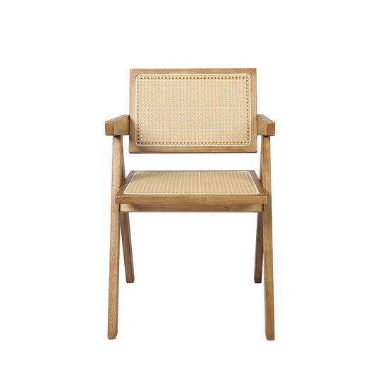 Set Of 2 Solid Wood Dining Chairs With Rattan Natural For Elegant Experience