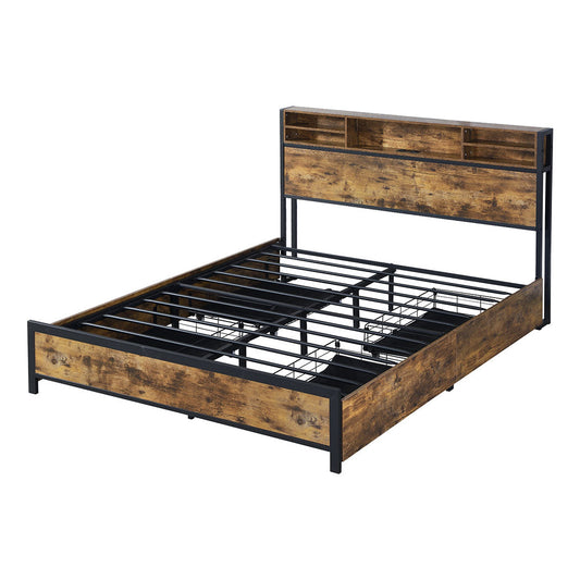 Queen Size Bed Frame Modern Durable Base For Comfortable Sleep And Bedroom Style