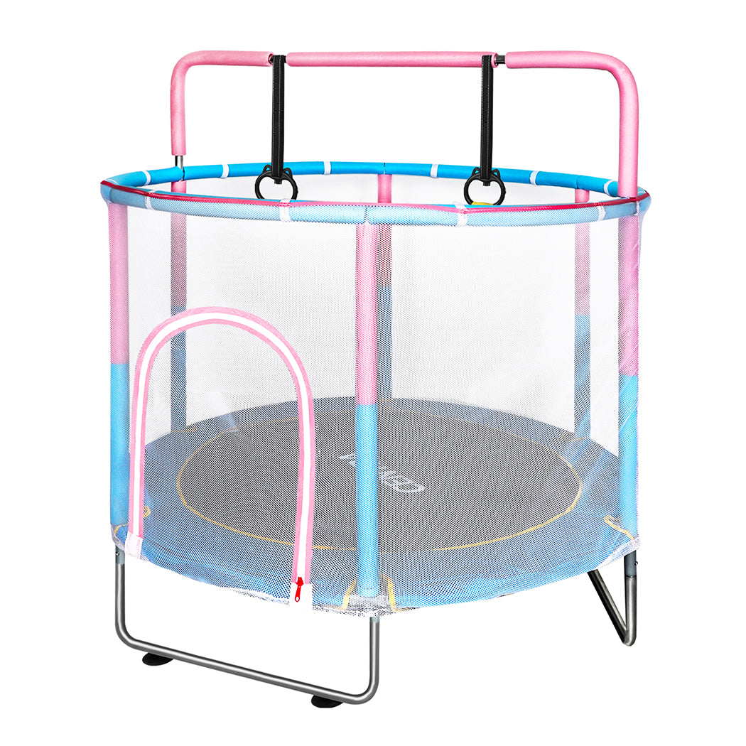55" Kids Trampoline Rebounder Hanging Rings Pink