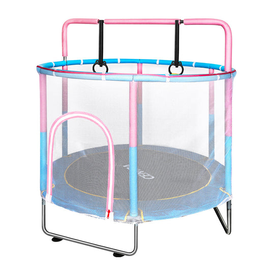 55" Kids Trampoline Rebounder Hanging Rings Pink