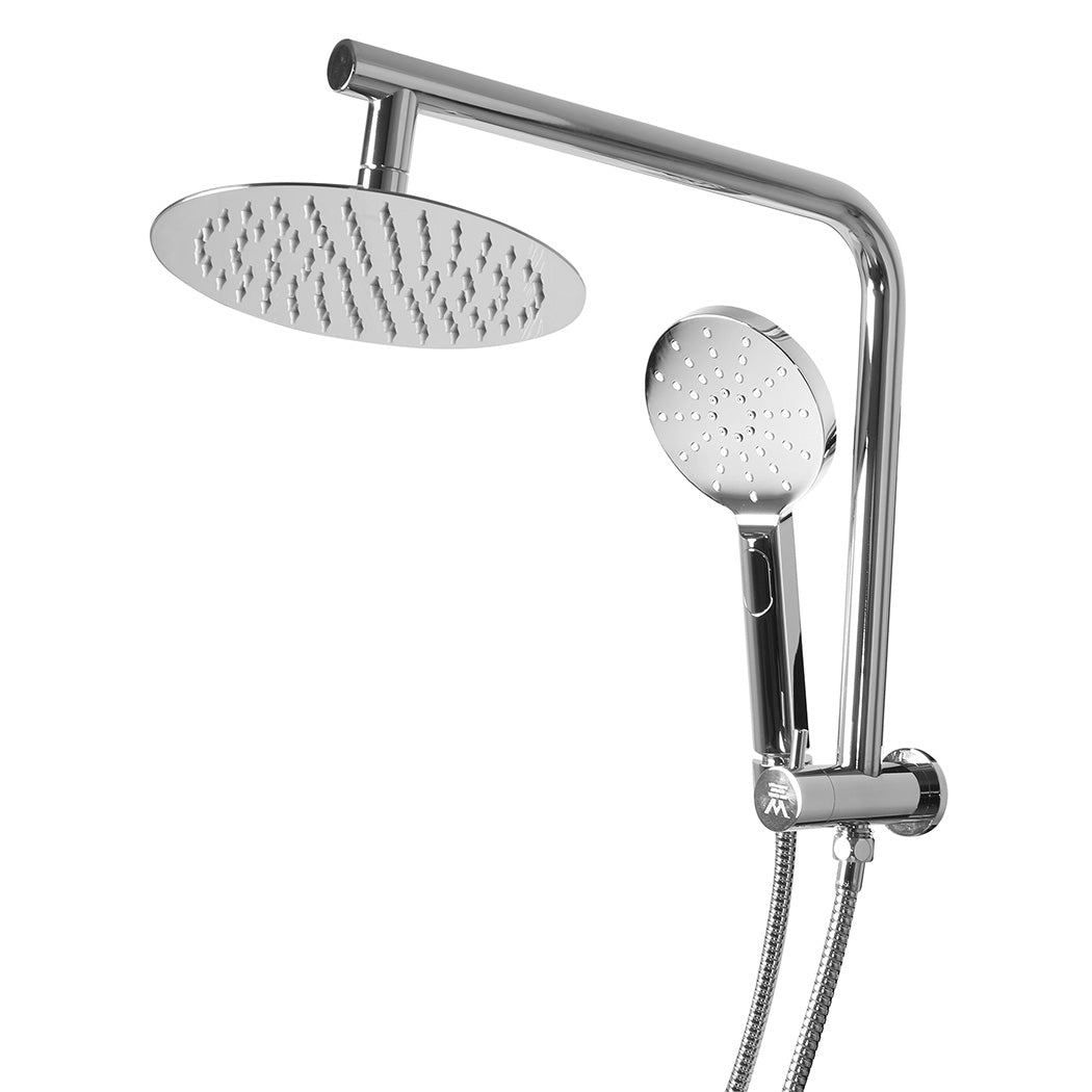 Shower Head High Pressure Set Rain Round Silver