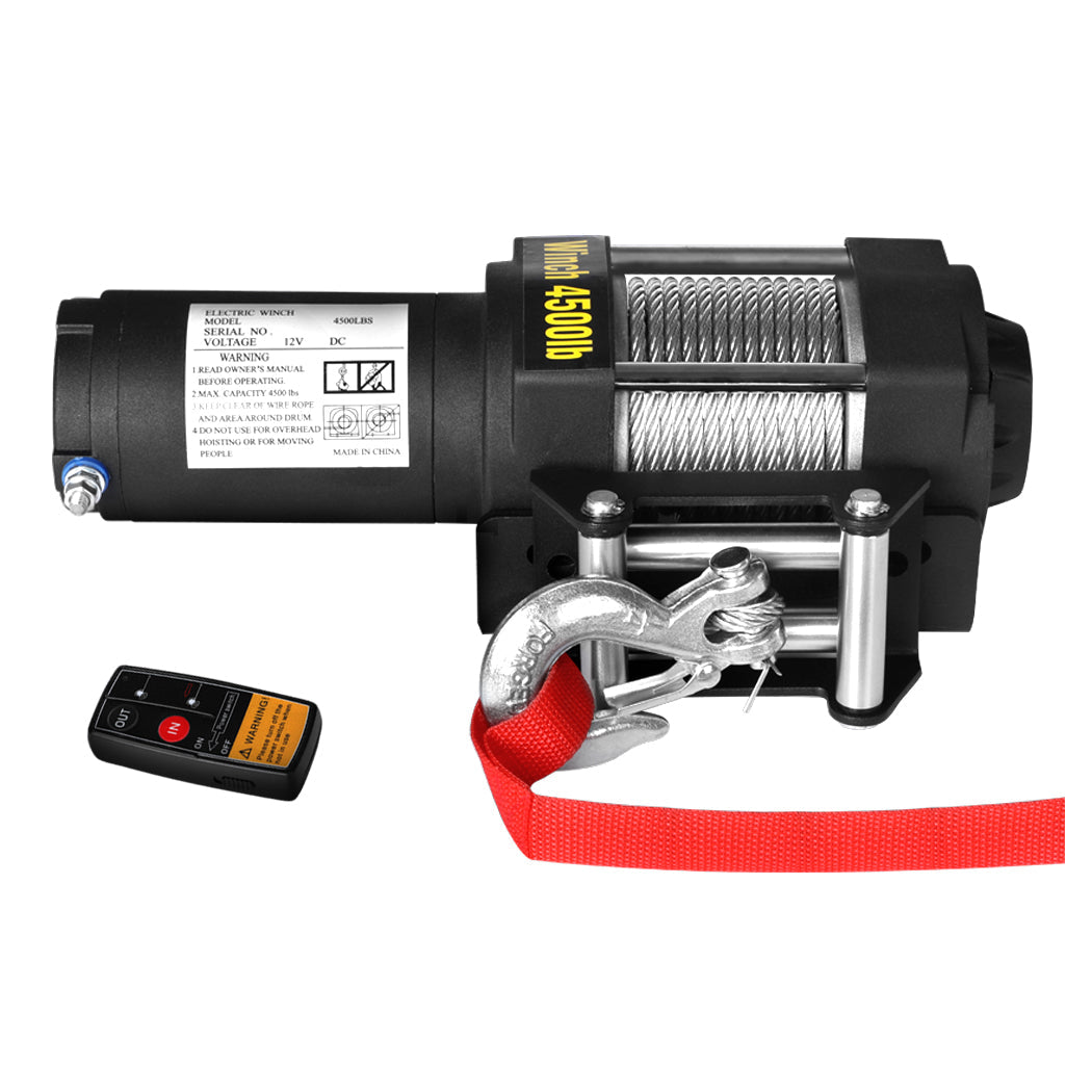 4500Lbs 12V Electric Winch Wireless Remote Control For Atv Trailer And Vehicle Recovery