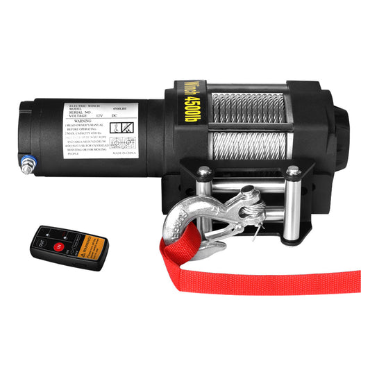 4500Lbs 12V Electric Winch Wireless Remote Control For Atv Trailer And Vehicle Recovery