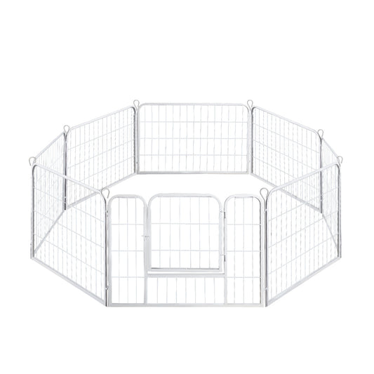 Pawz 8 Panel 24" Pet Dog Playpen Puppy White Sturdy And Safe Enclosure For Small Pets