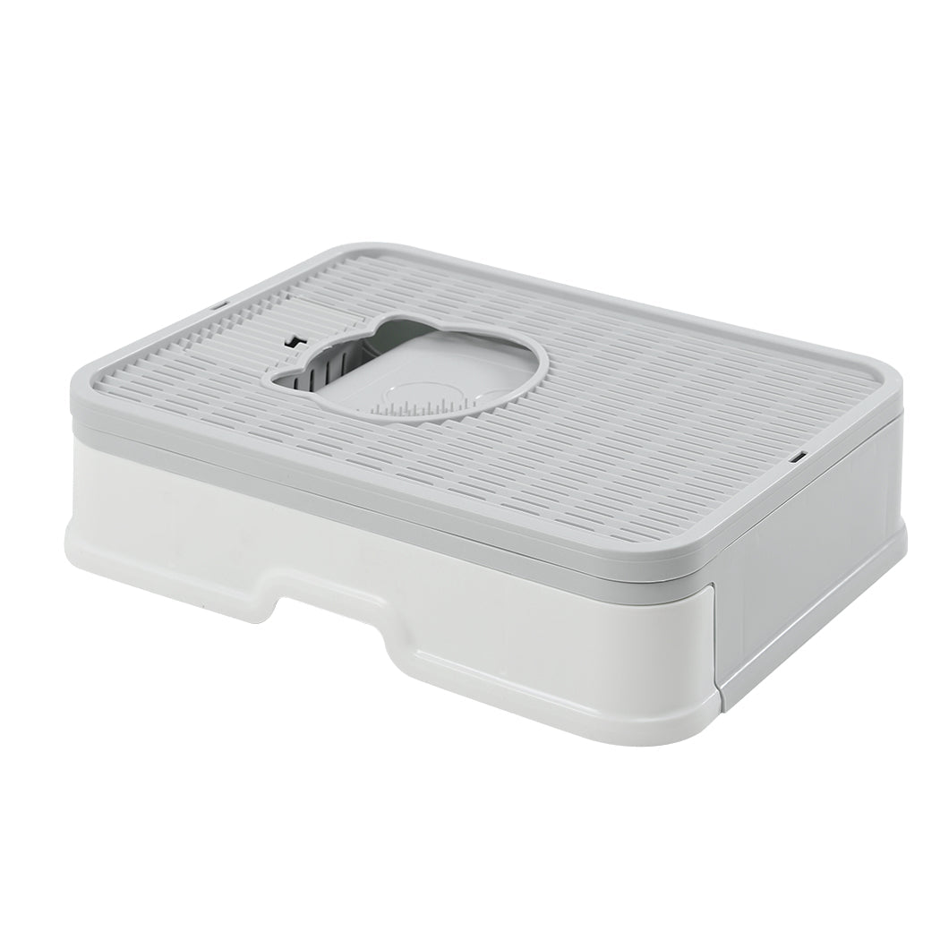 Pawz Foldable Cat Litter Box Tray Enclosed Grey Space Saving And Easy Clean Solution For Cats