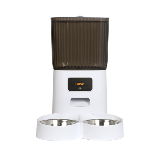 Pawz 5L Automatic Pet Feeder 2 Bowl White Convenient Feeding Solution For Pets On The Go