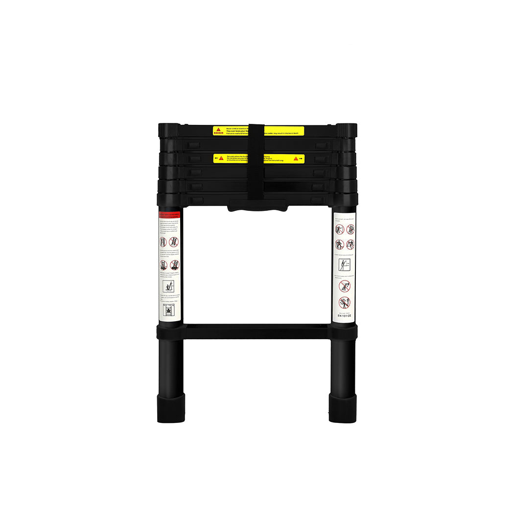 Traderight Multipurpose Aluminium Ladder Telescopic 2M Black Meter