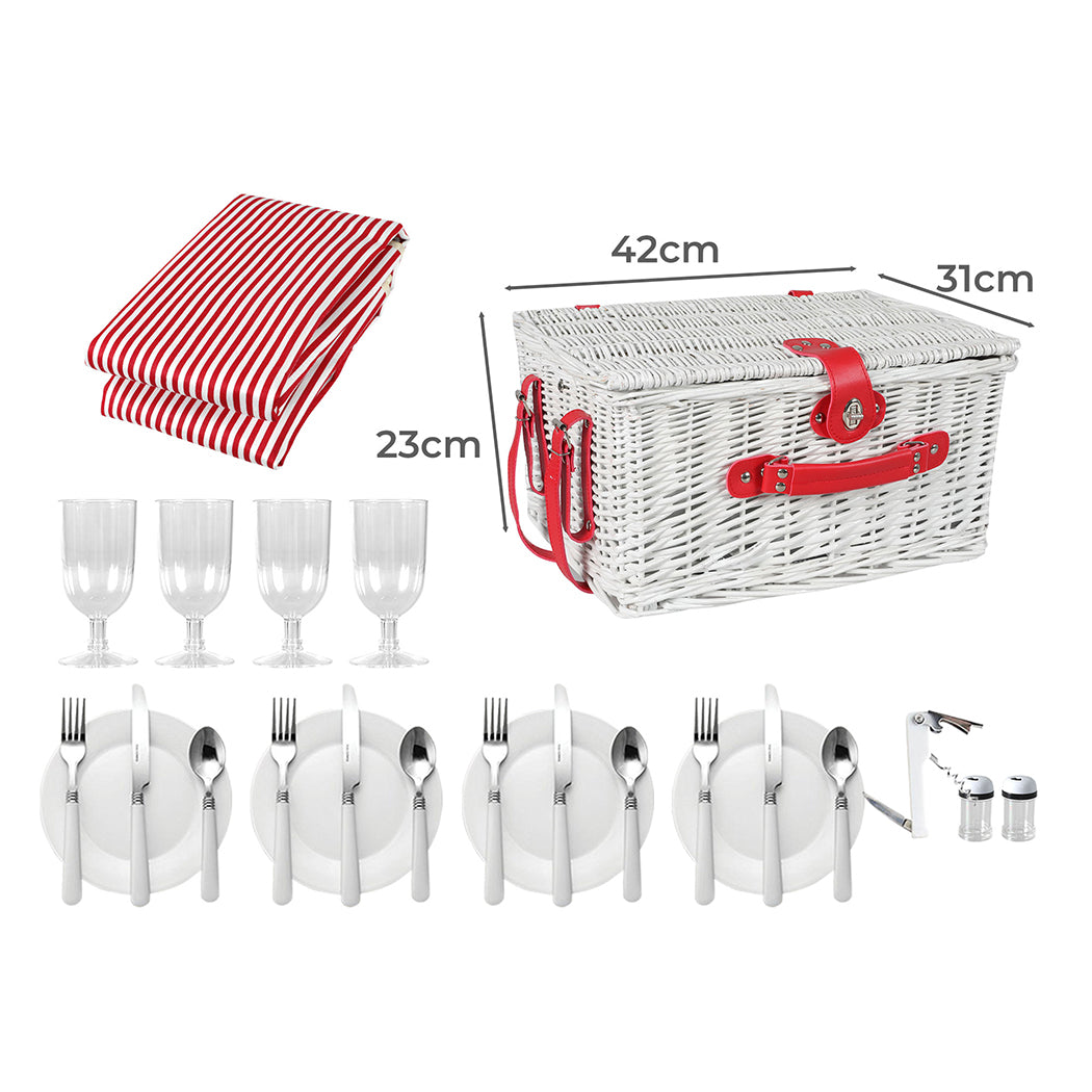 Picnic Basket Set Baskets 4 Person Wicker