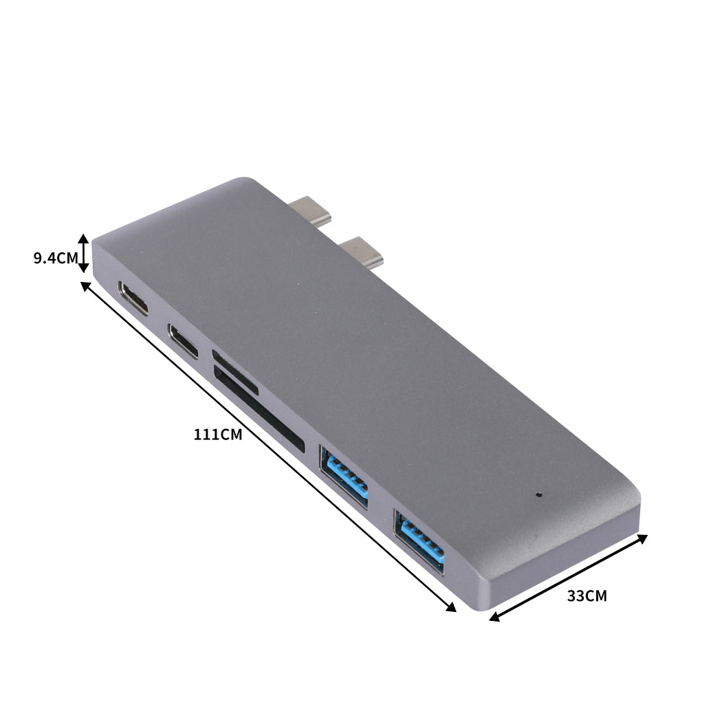 Usb 3.0 Type C Hub 6 Port Powered Adapter Grey