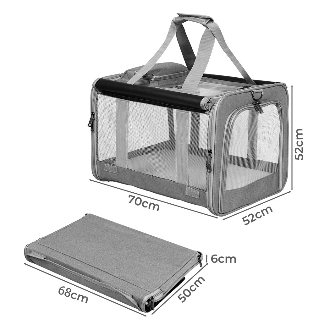 Pawz 3 In 1 Pet Soft Crate Dog Cat Carrier Xl Size Grey Versatile And Comfortable Travel Solution
