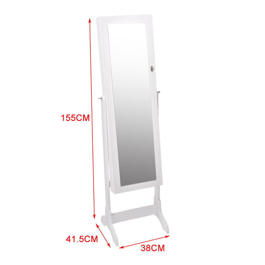 41.5Cm X 38Cm 155Cm Mirror Jewellery Cabinet Makeup White