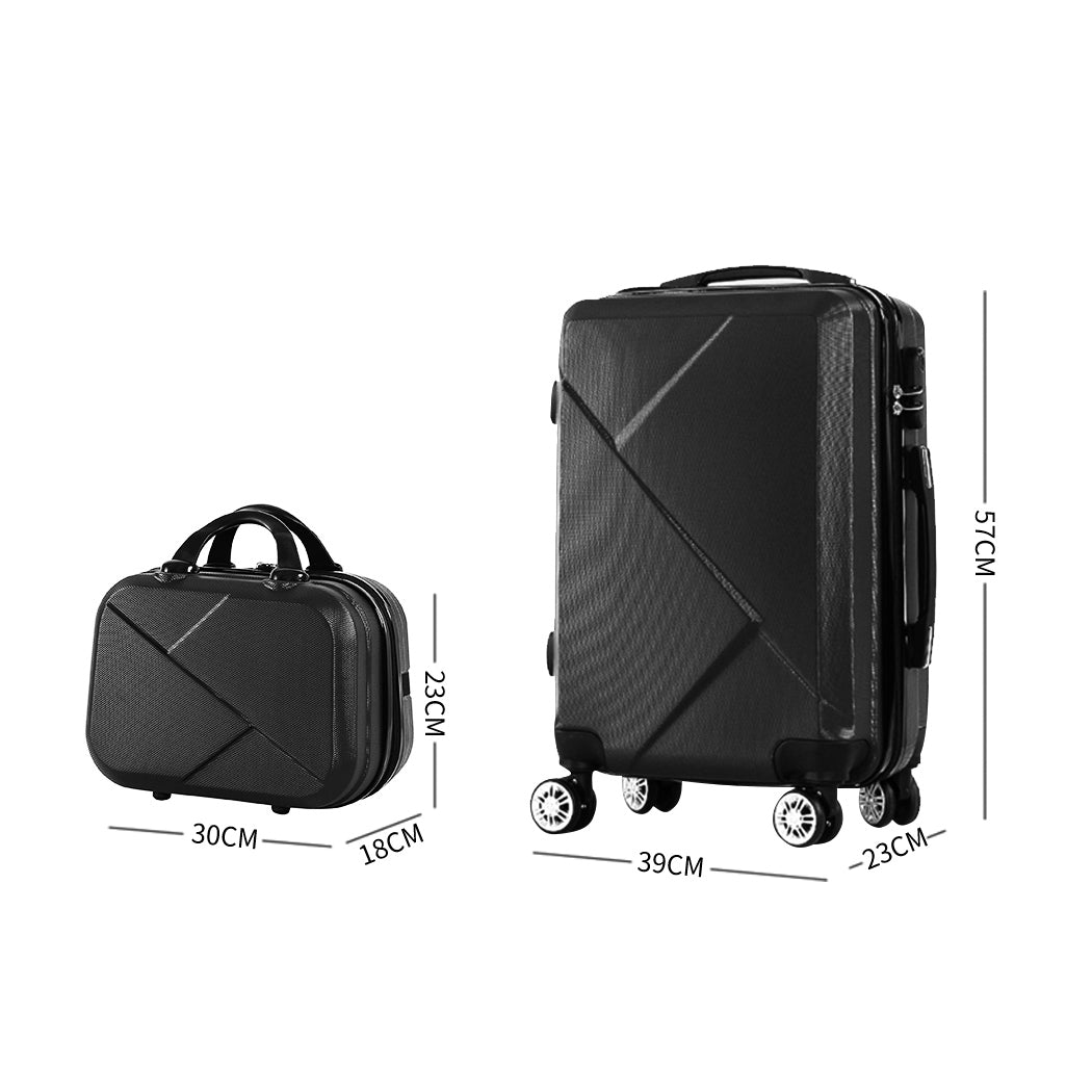 Slimbridge 2Pcs 20"Travel Luggage Set Black