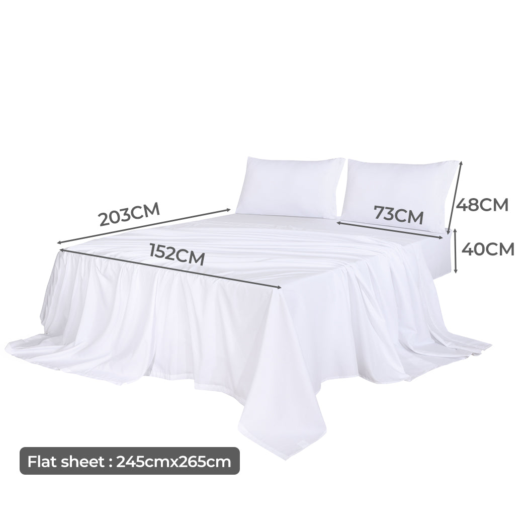Dreamz 4Pcs Queen Size Bamboo Bed Sheet Set Soft White Breathable Eco Friendly