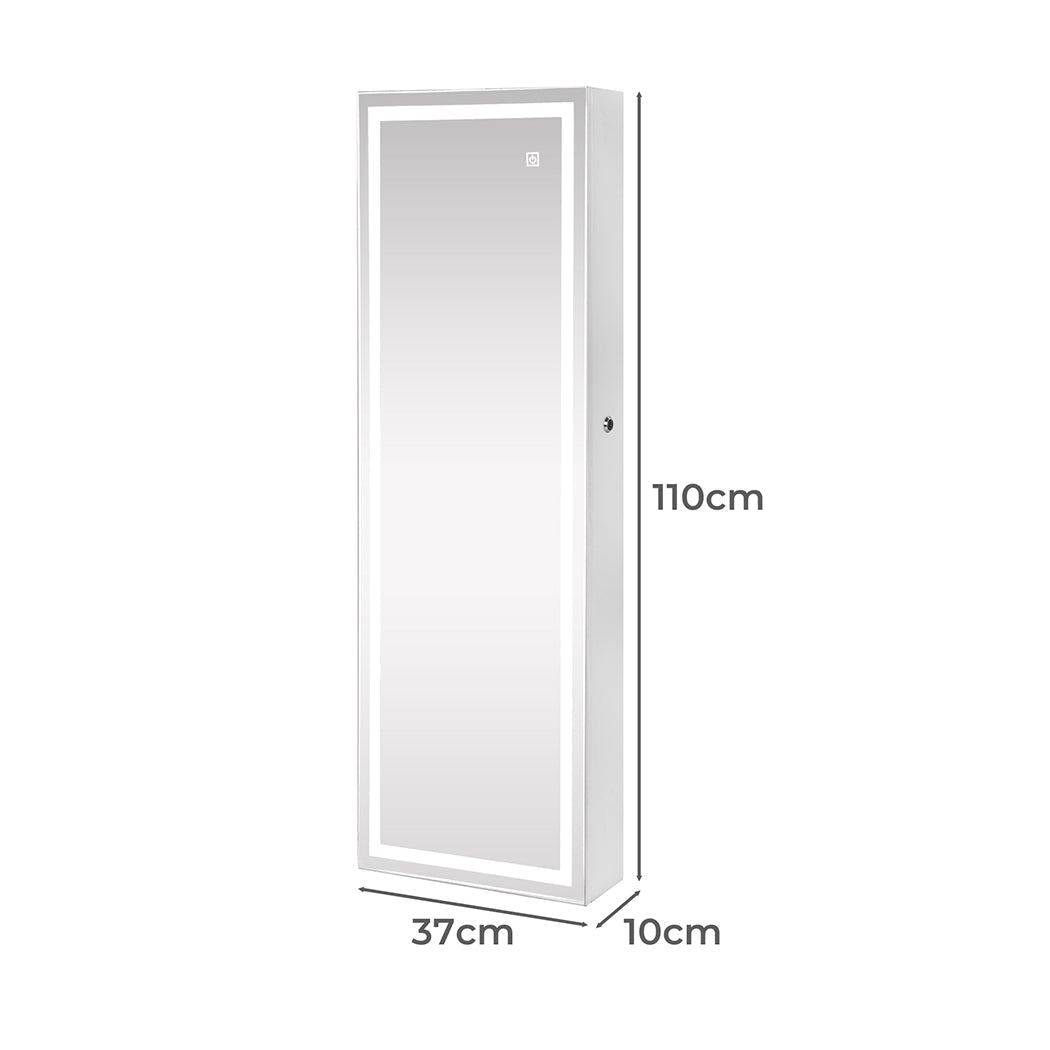Veile Studios Levede 37Cm X 10Cm 110Cm Mirror Jewellery Cabinet Touch White