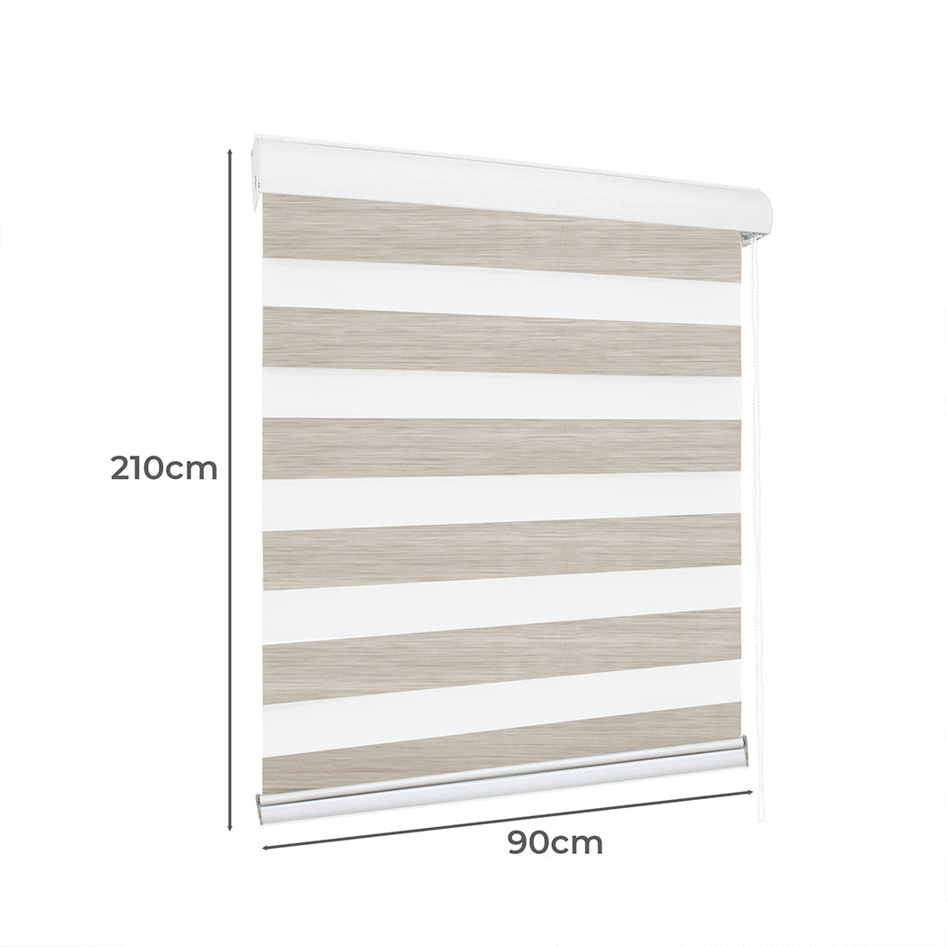 1 Sets of Marlow 1 Sets Of 1X Blackout Zebra Roller Blind Curtains 90X210cm Beige