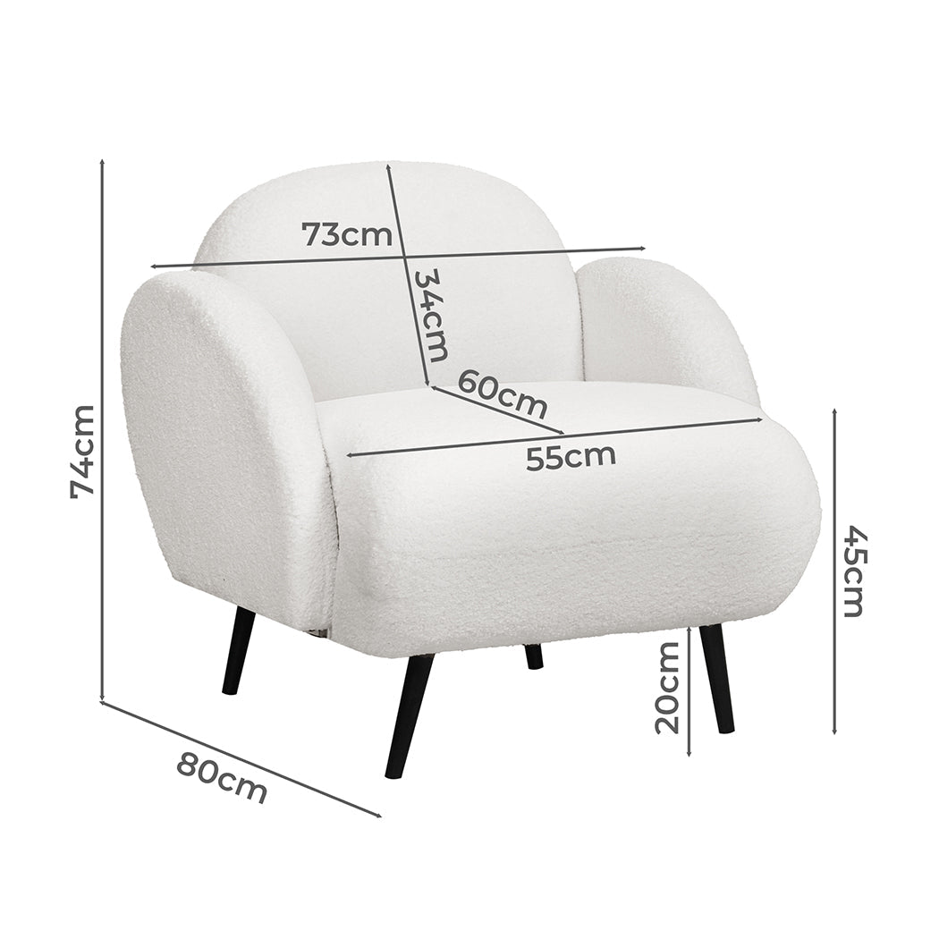 Sofa Chair Fleece Upholstered Single White