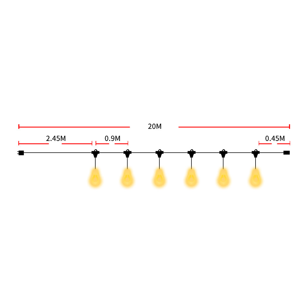 Emitto 20M Festoon String Lights Xmas Meter