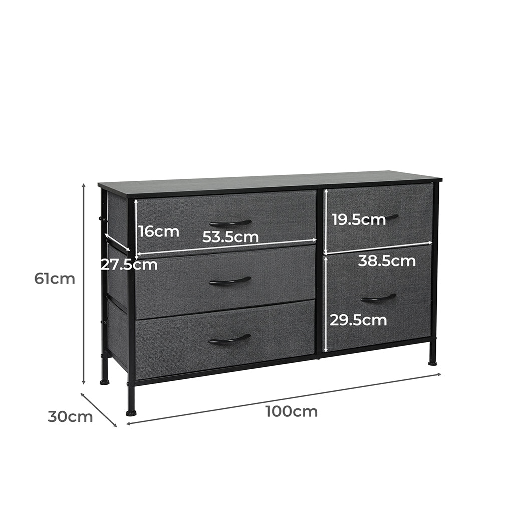 Storage Cabinet Tower Chest 5 Drawers Dark Grey