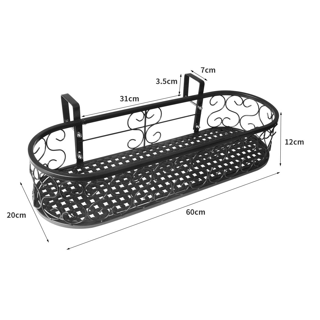 60Cm X 20Cm 12Cm Plant Stand Outdoor Indoor Home Black Oval