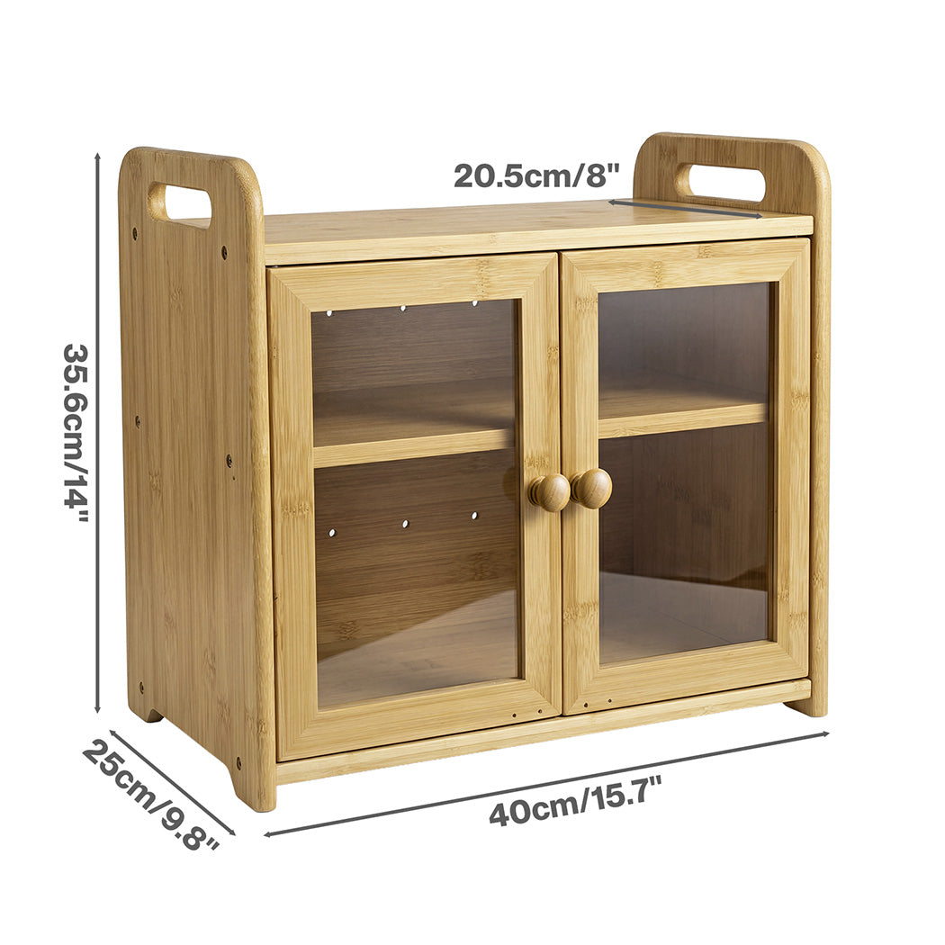 Toque 2 Tier Bamboo Bread Box 20L Kitchen Counter Storage