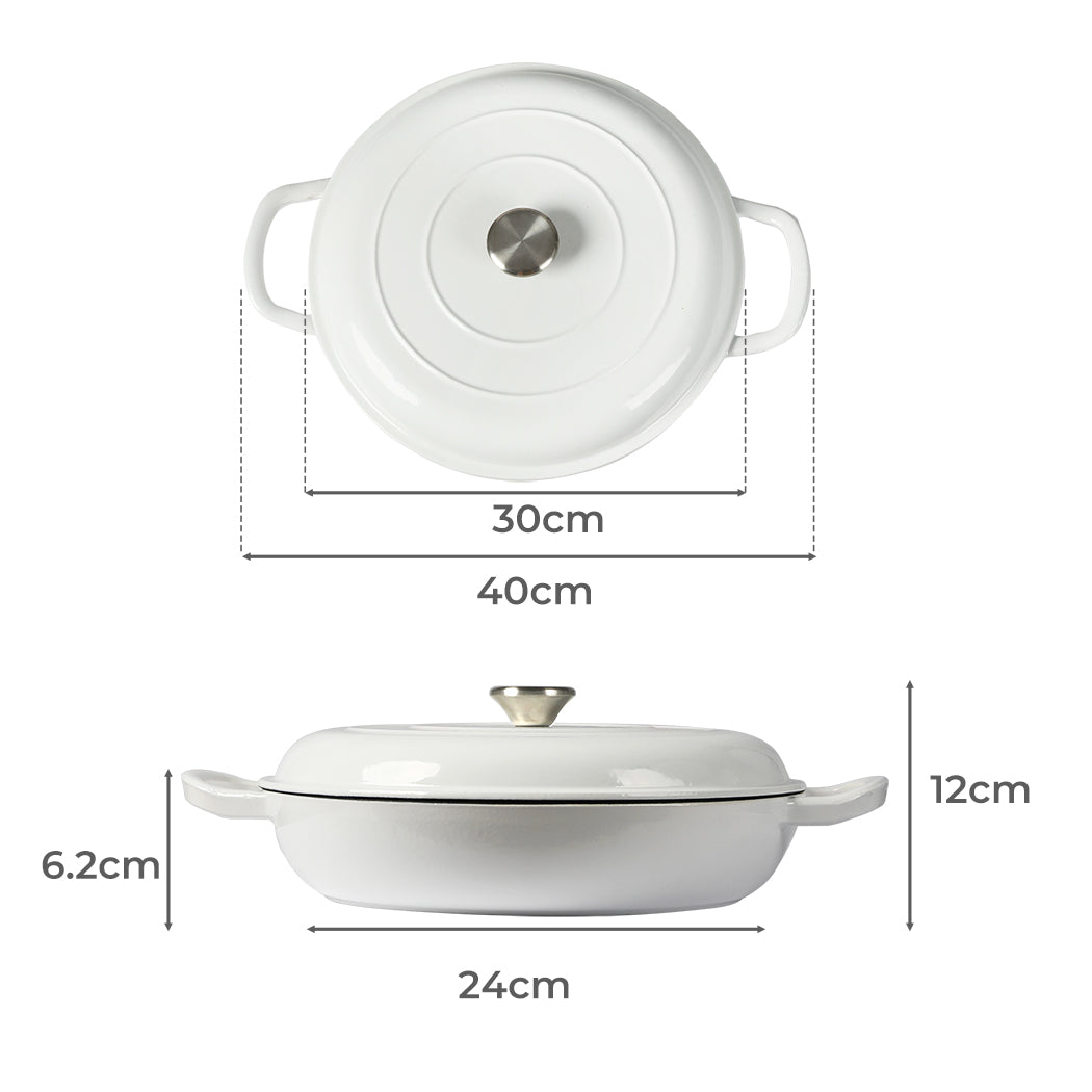 Toque 3.5L Enamel Dutch Oven Pan Classic White Cookware