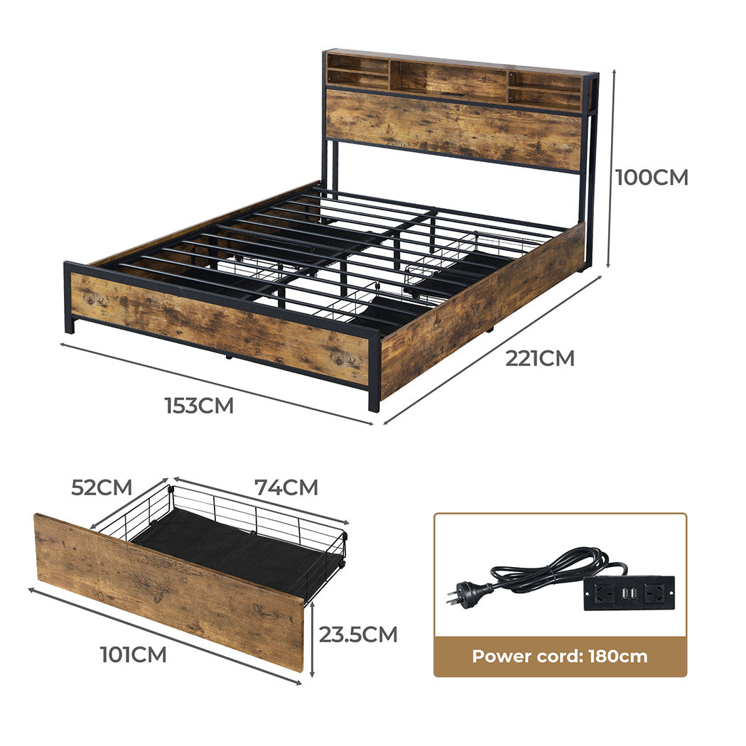 Queen Size Bed Frame Modern Durable Base For Comfortable Sleep And Bedroom Style