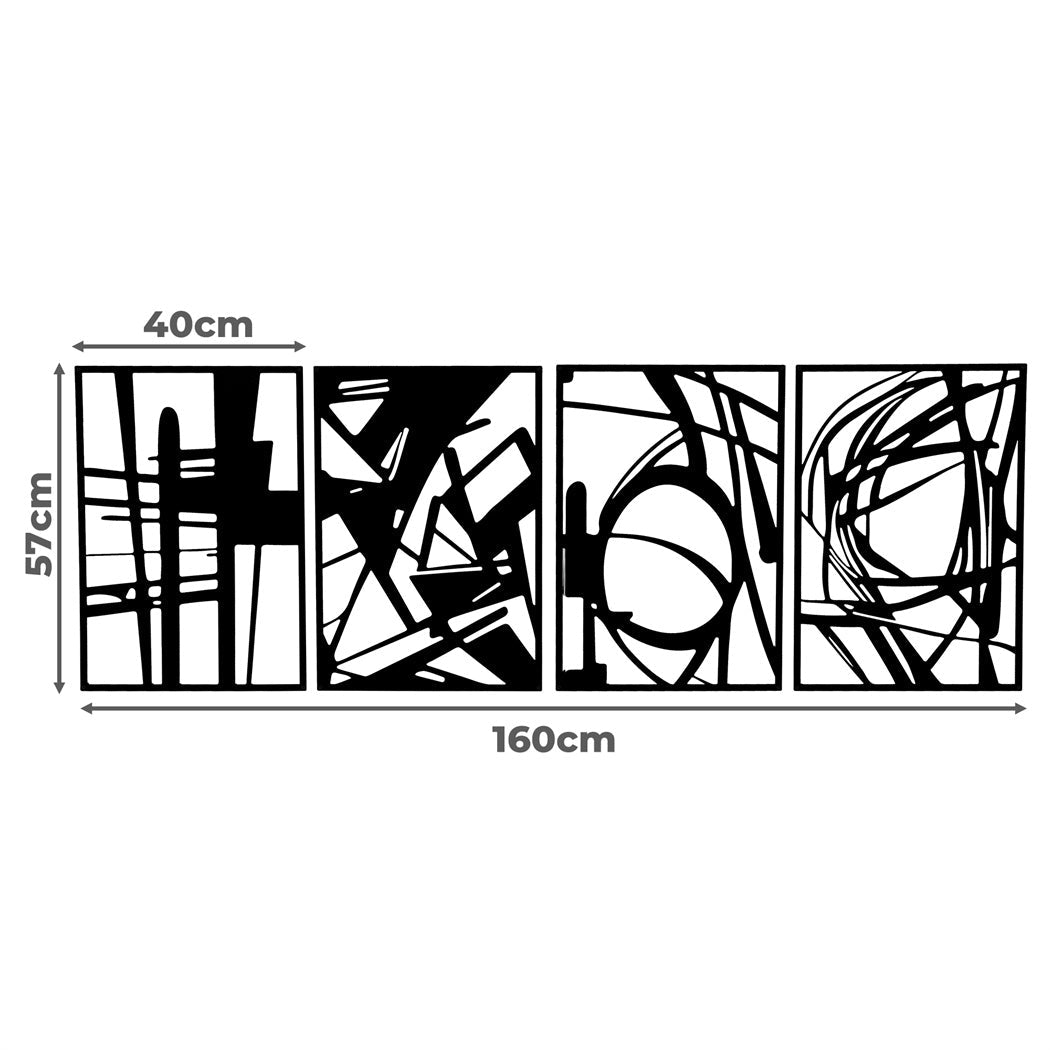 Yezi Metal Wall Art 4Pcs Abstract Minimalist Line Decor