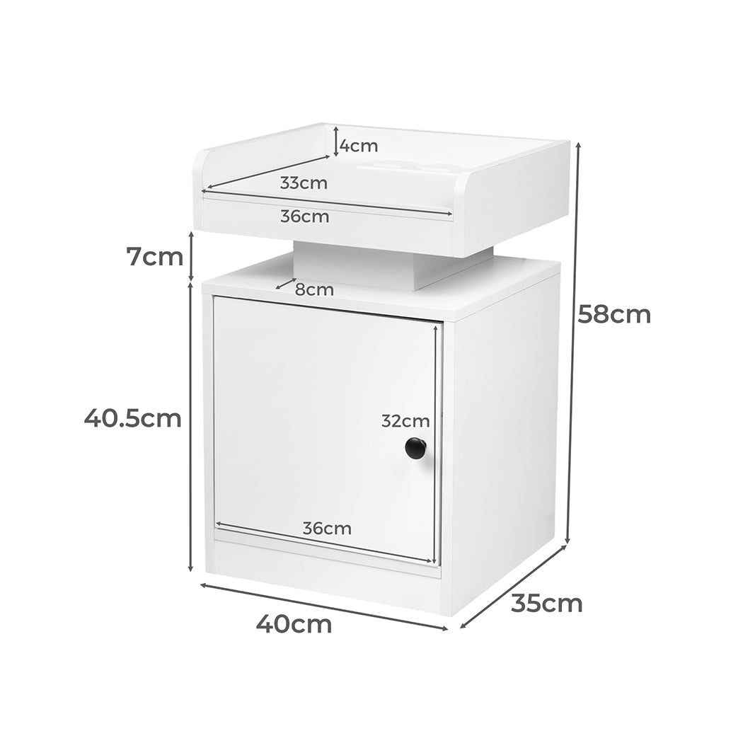 Bedside Table With Usb Charger Outlet And Rgb Lights White Modern Nightstand For Bedroom