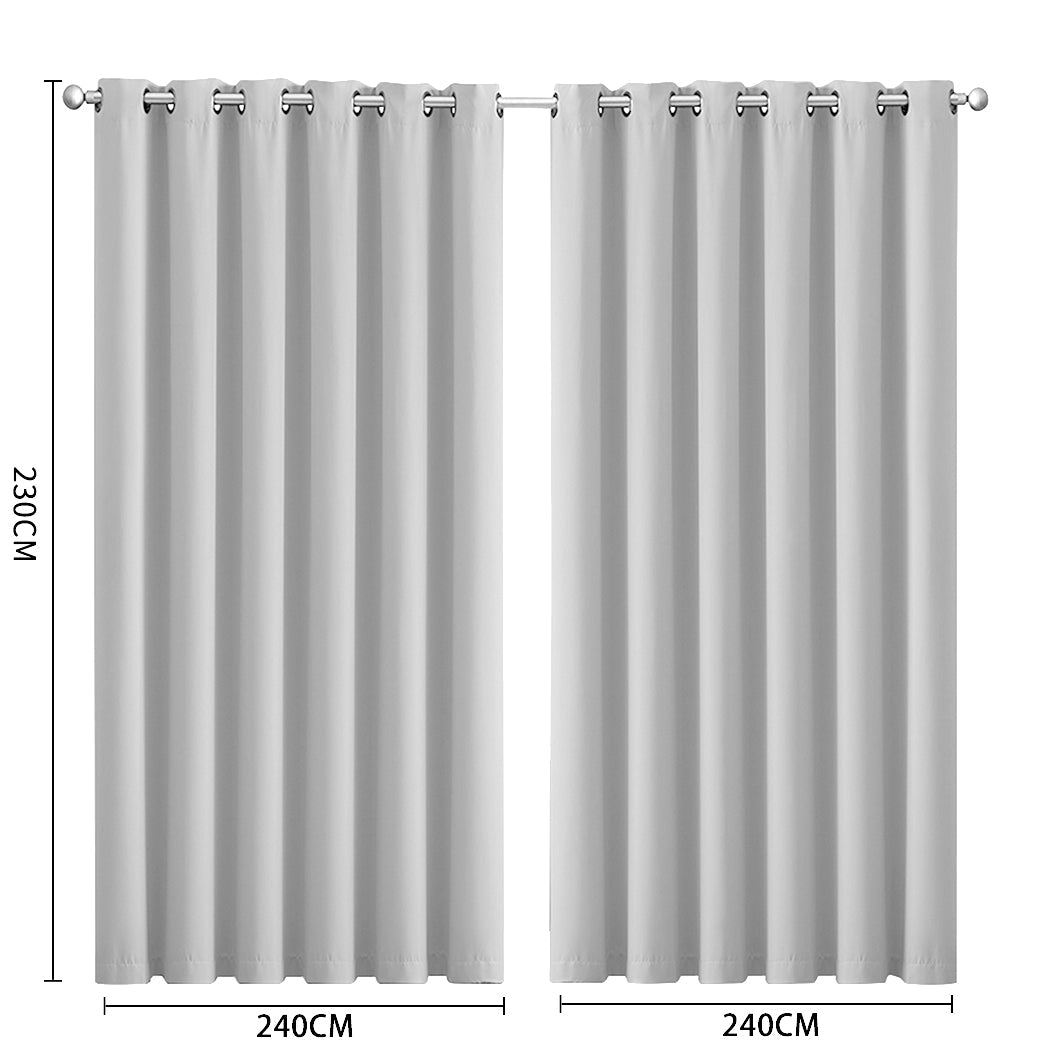 1 Sets of Hod Health & Home 1 Sets Of 2X Blockout Curtains Panels 3 Layers Grey
