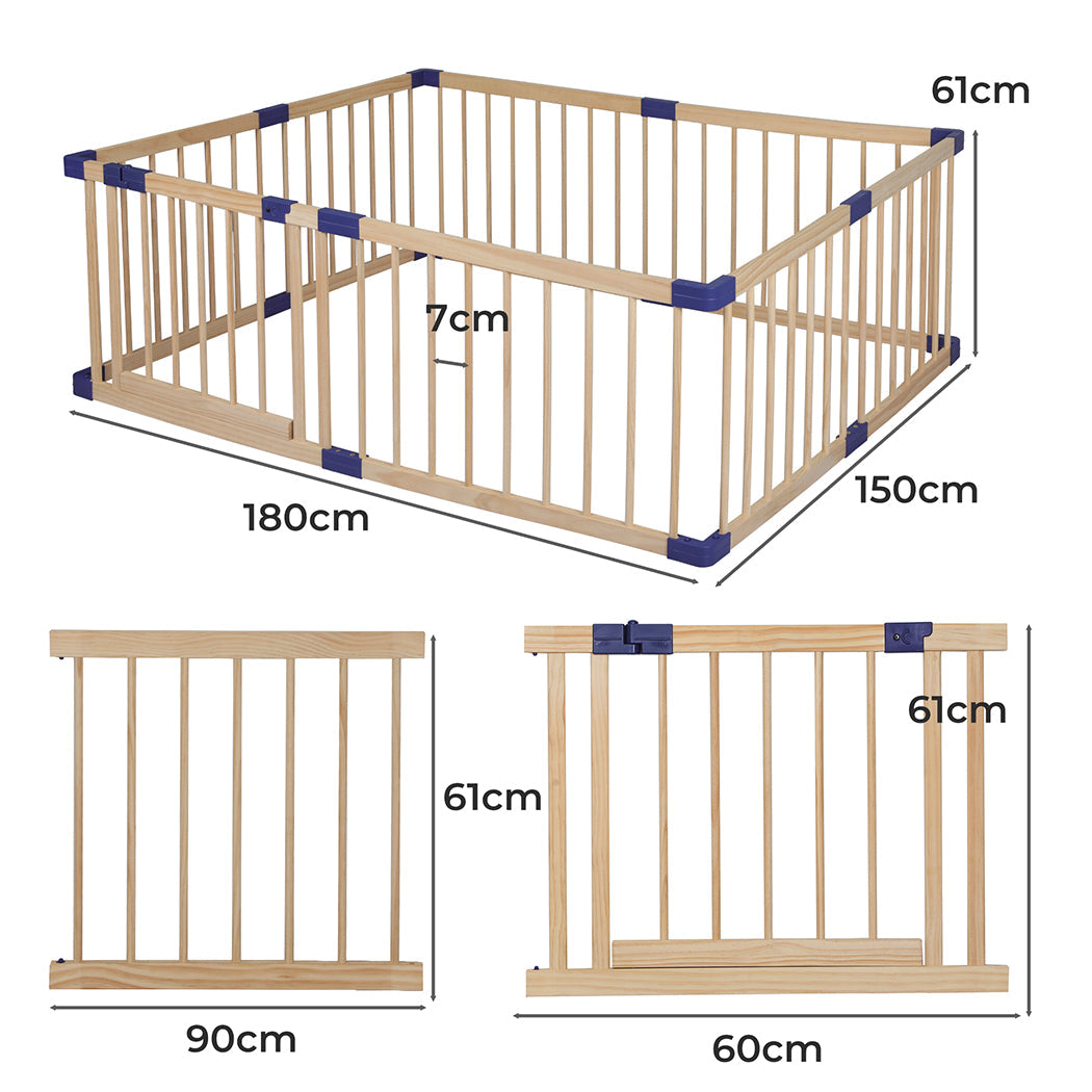 Bopeep Kids Playpen Wooden Baby Safety Large