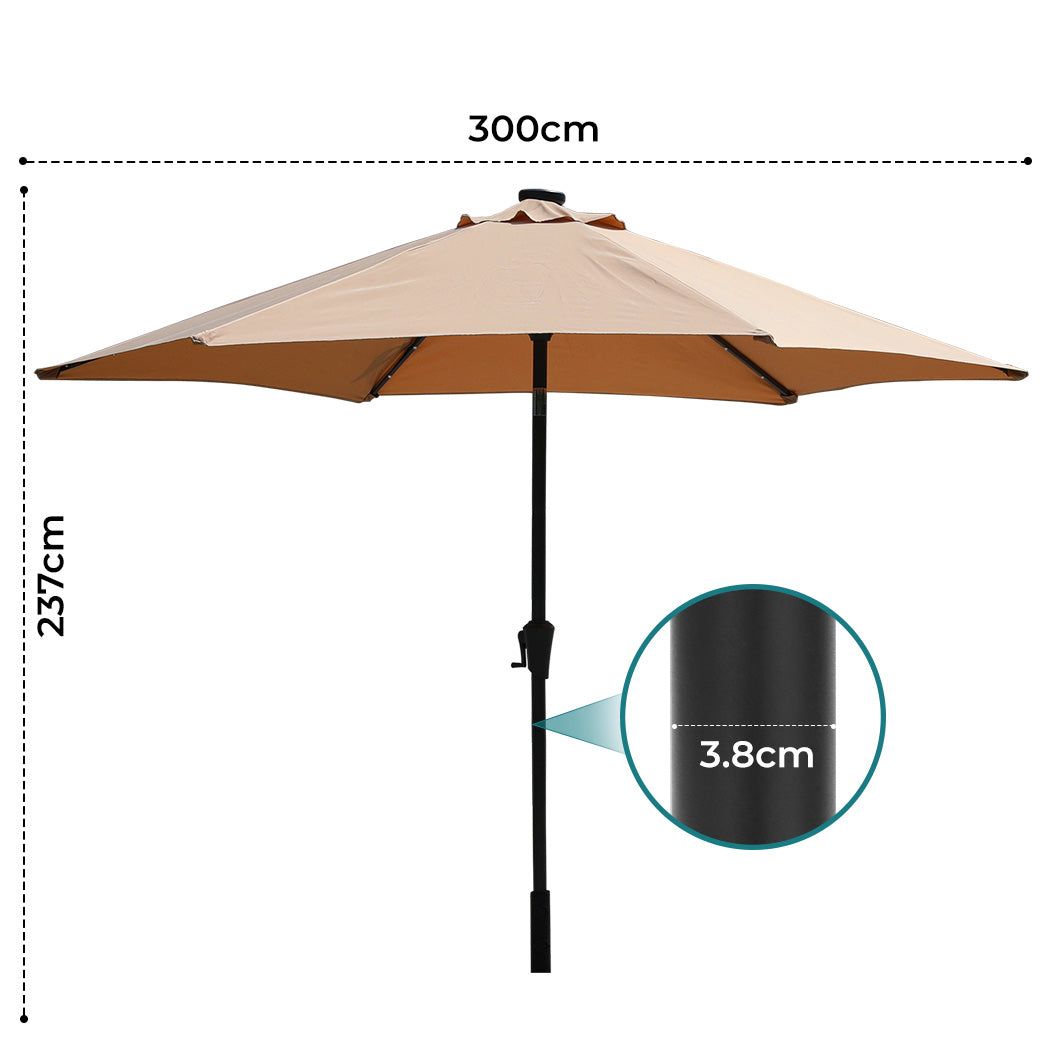 Centra 3M Led Outdoor Umbrella Base Stand Khaki
