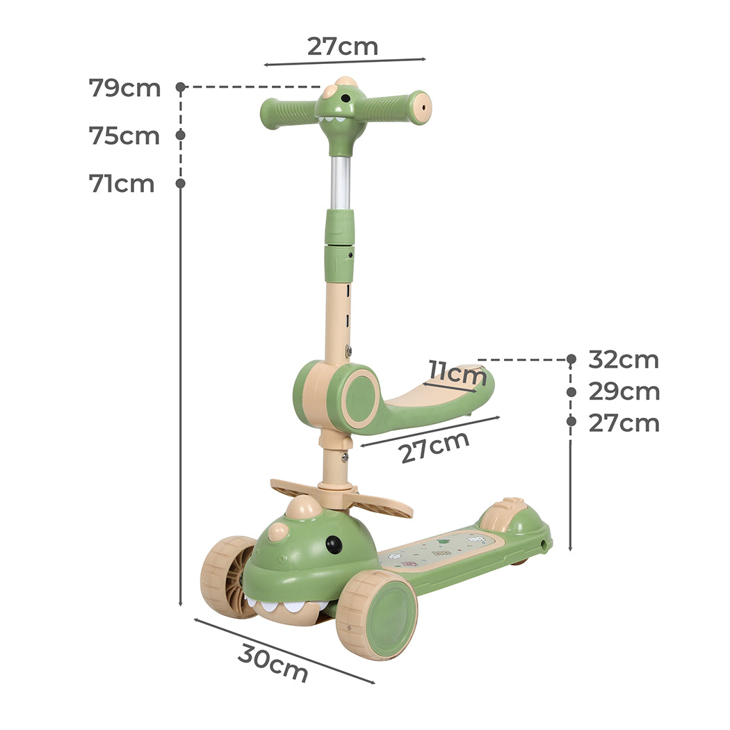 Bopeep Foldable Kids Scooter Flip-Able Seat Green