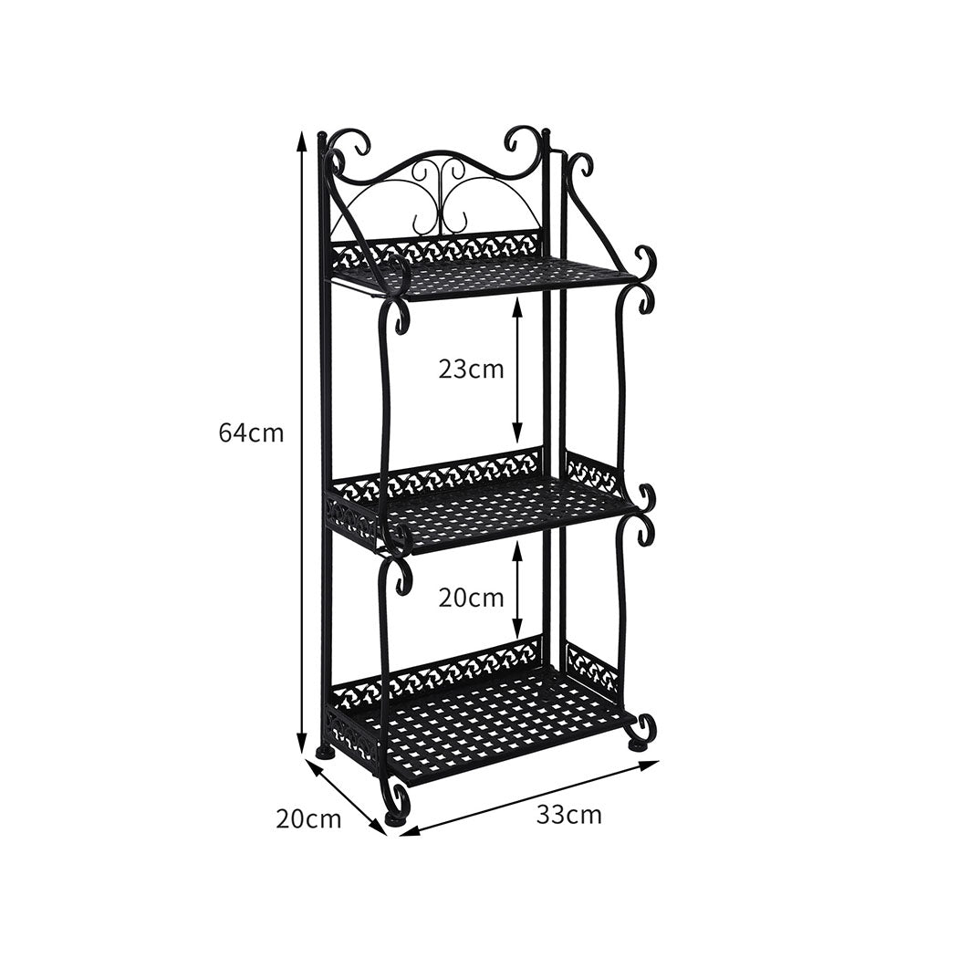 Plant Stand 3 Tiers Outdoor Indoor Black