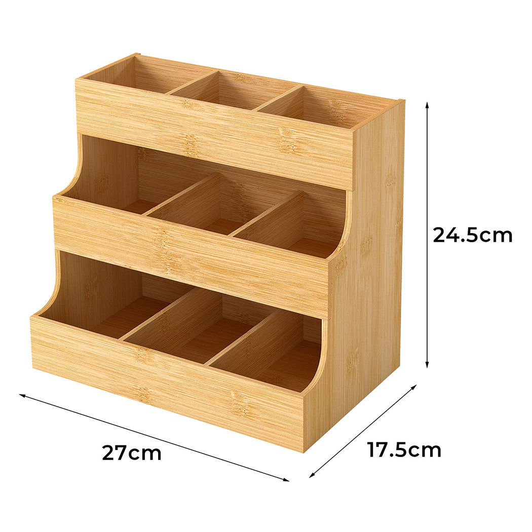 Toque Vertical Bamboo Tea Organizer Holds 180 Bags