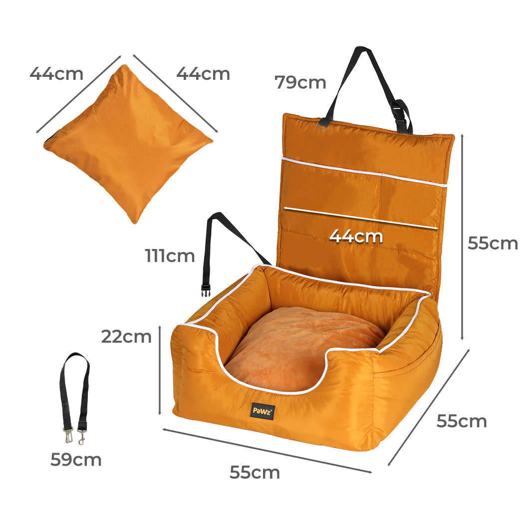 Pawz Pet Car Seat Travel Safety Carrier Orange
