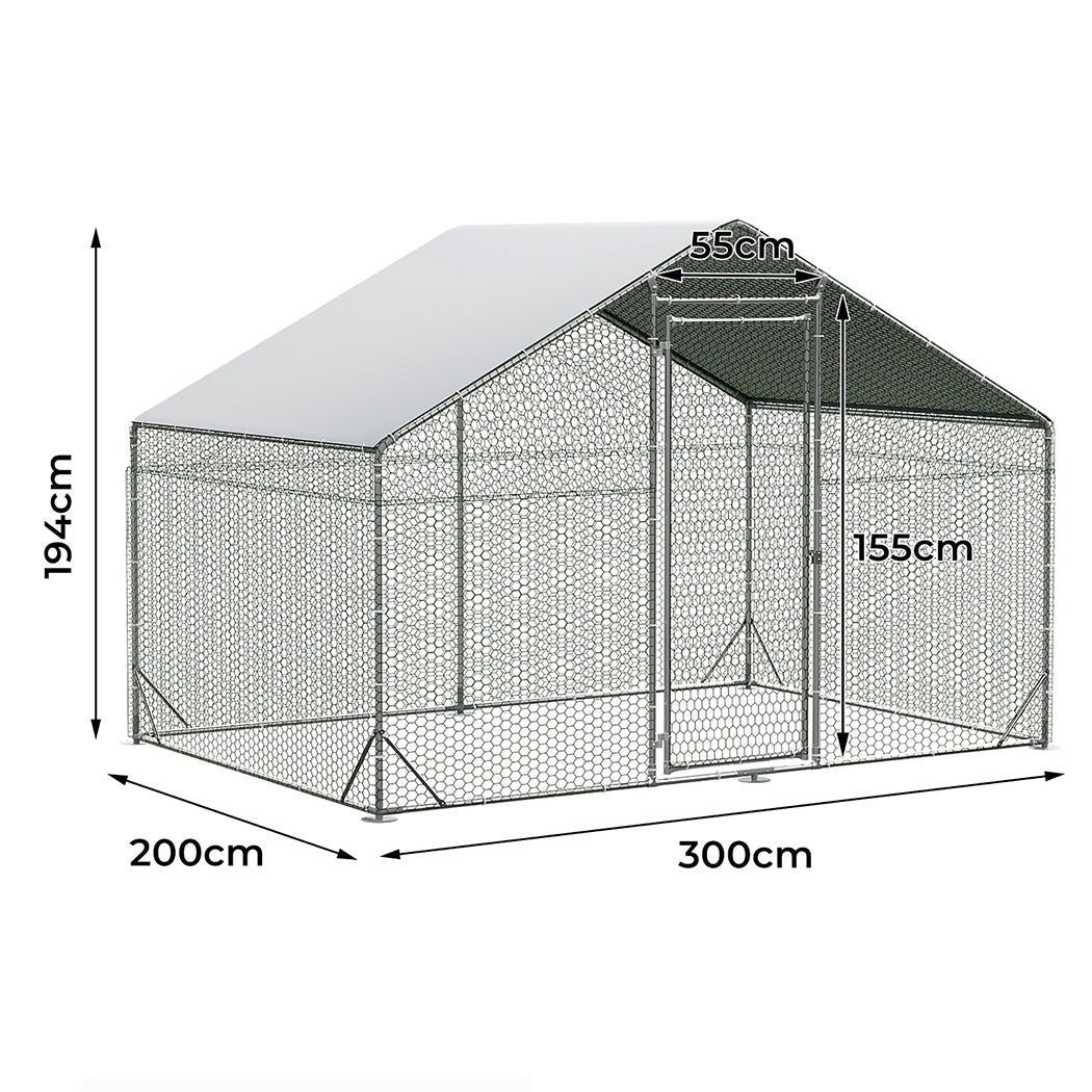 Pawz 200X300x194cm Large Metal Walk-In Chicken Coop Cage