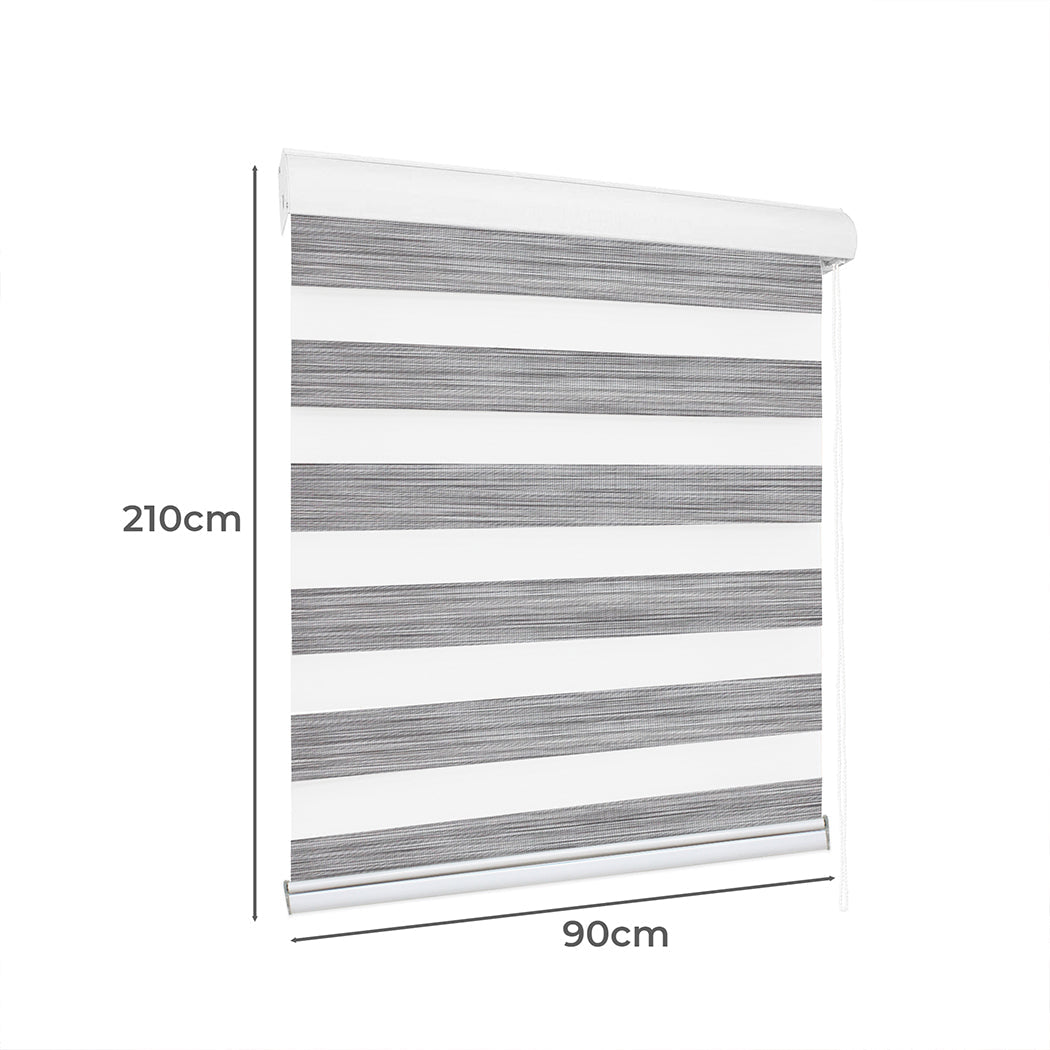 1 Sets of Marlow 1 Sets Of 1X Blackout Zebra Roller Blind Curtains 90X210cm Grey