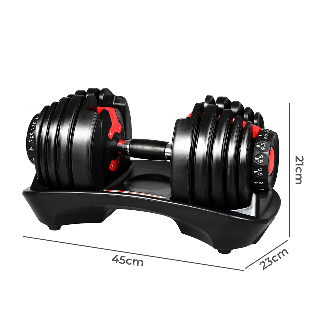 Centra 24Kg Adjustable Dumbbell Set Home Gym Black