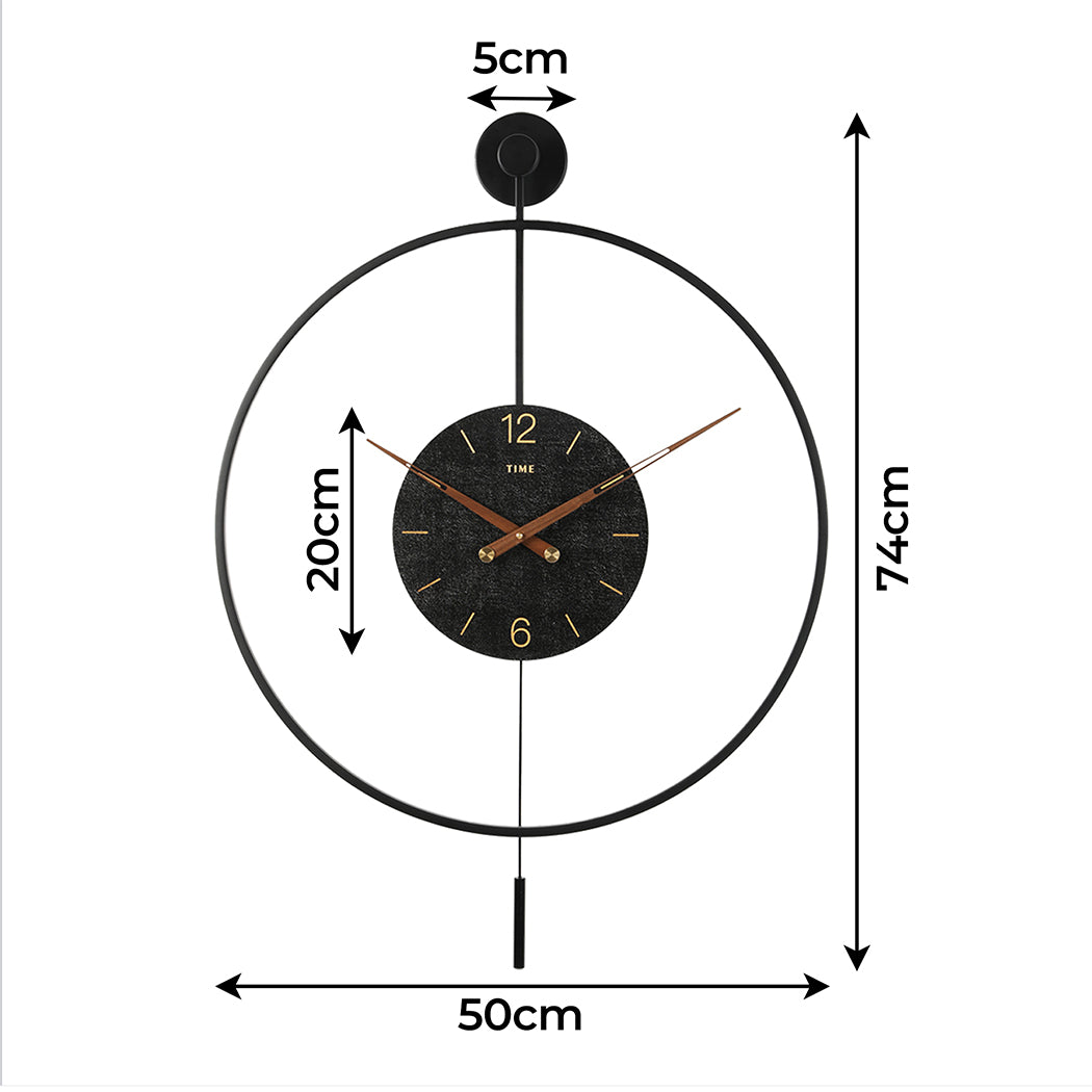 Yezi Wall Clock 50Cm Large Round Modern Home Decoration