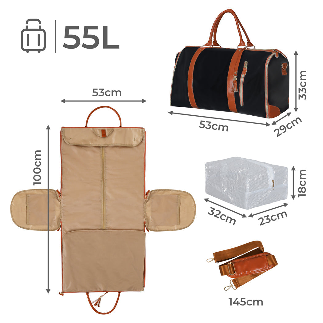 Slimbridge Garment Bags 2 In 1 Hanging Suit Black