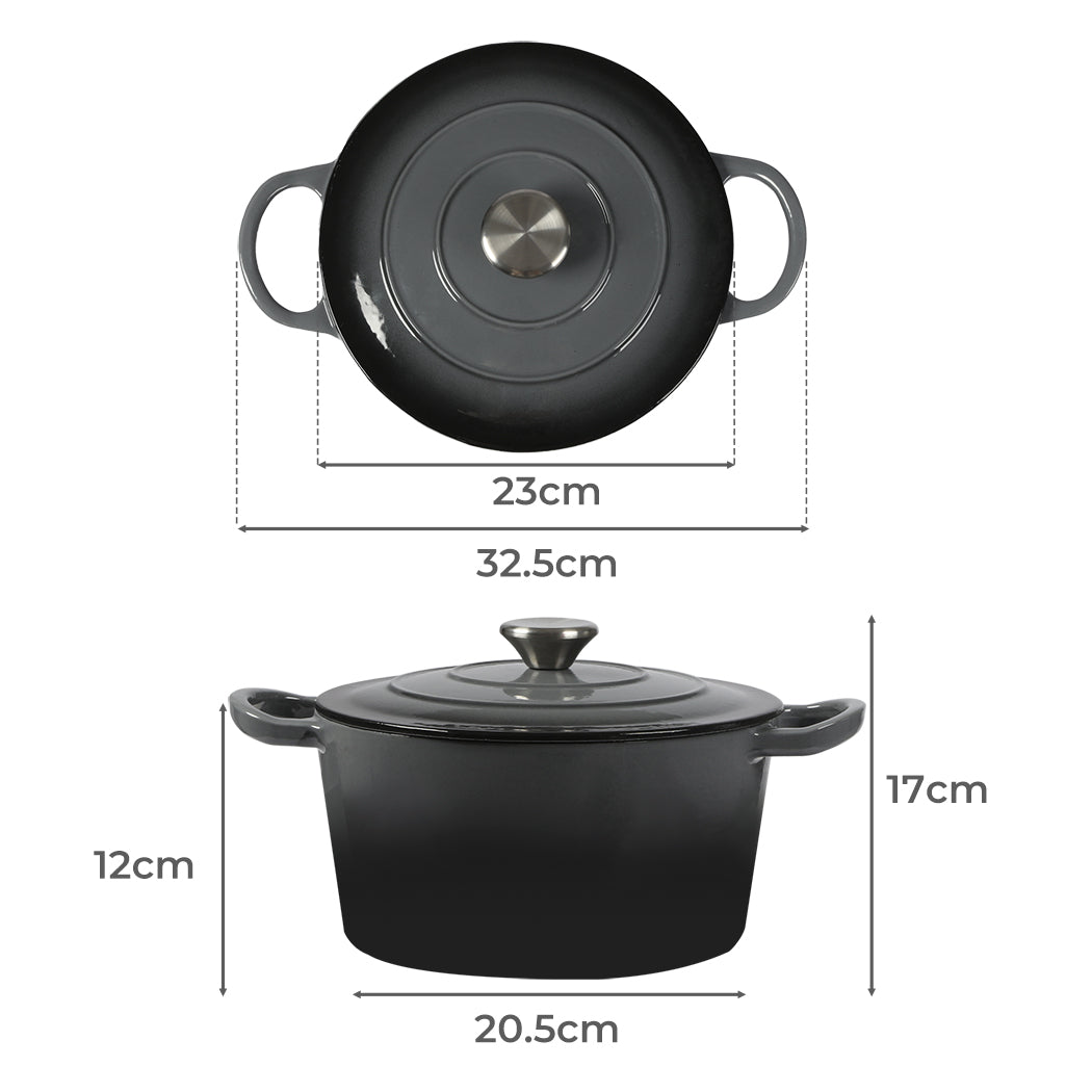 Toque 4L Enamel Dutch Oven Pot Cookware Black