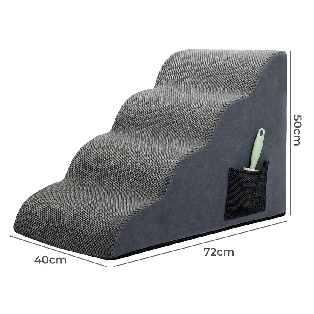 Pawz 4 Step Pet Stairs For Dogs High Density Foam Grey